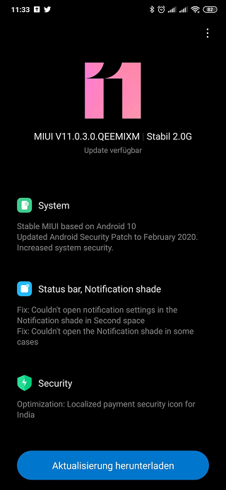 MIUI v11.0.3.0.QEEMIXM android 10 global stable rom