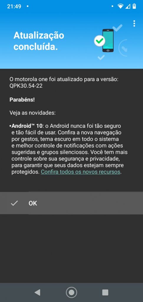 moto one android 10